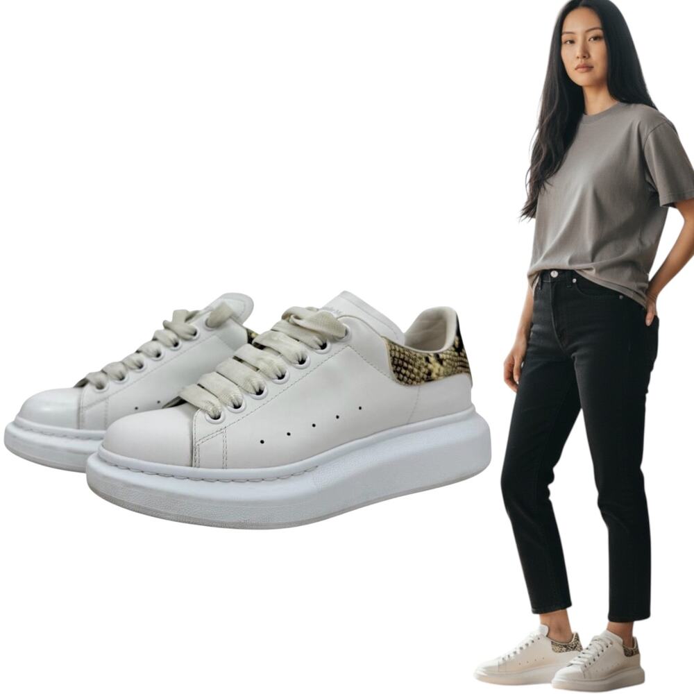 Alexander Mcqueen Larry Oversized Python Sneakers Leather White Size 39